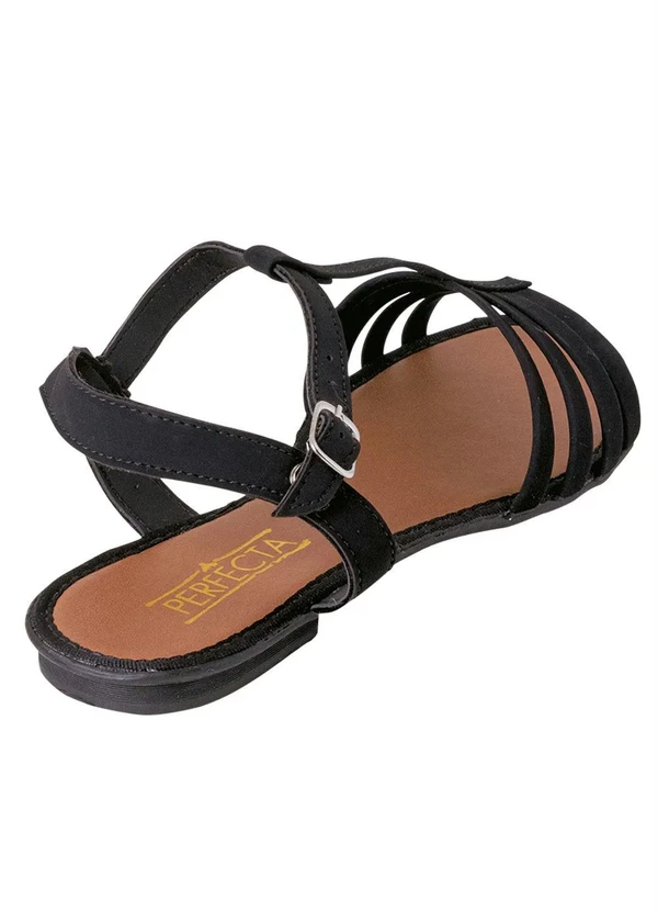 Perfecta - Rasteirinha Preta em Sintético 4