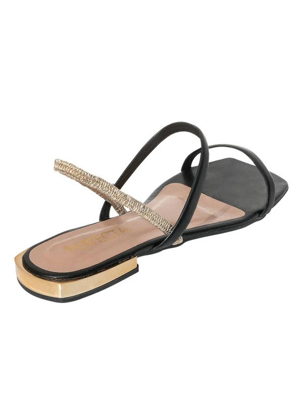 Perfecta - Rasteirinha Preta em Sintético 2