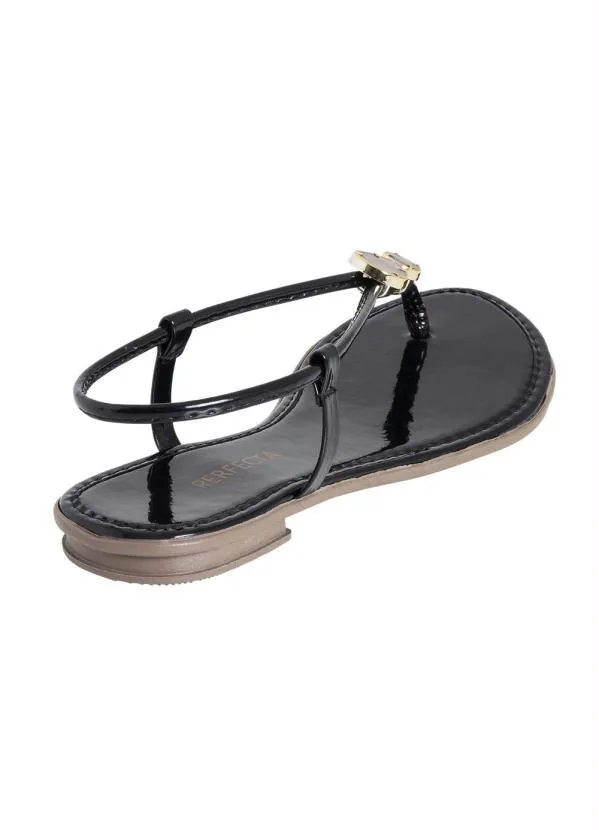 Perfecta - Rasteirinha Preta em Verniz com Tiras Ajustáveis 2