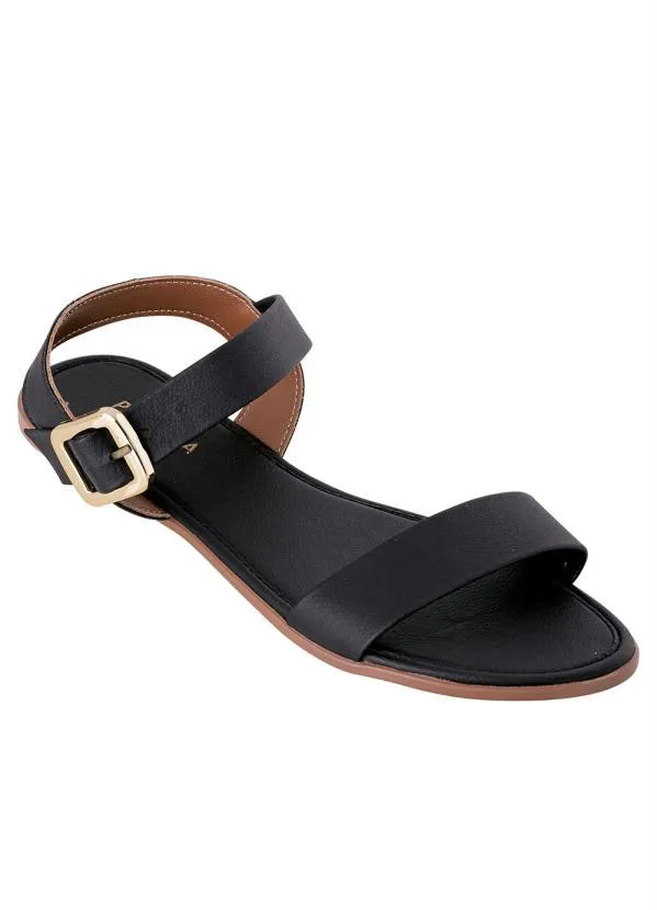 Perfecta - Rasteirinha Preto em Sintético