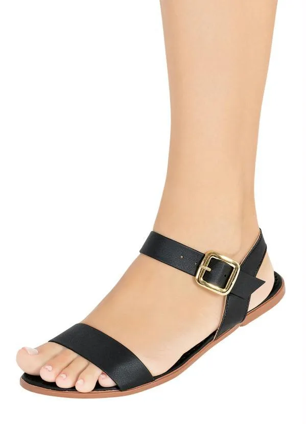 Perfecta - Rasteirinha Preto em Sintético 4