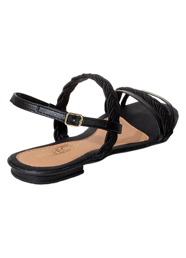 Perfecta - Rasteirinha Preto em Sintético 2