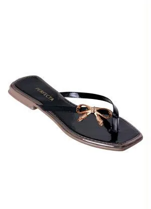 Perfecta - Rasteirinha Preto em Verniz - PERFECTA