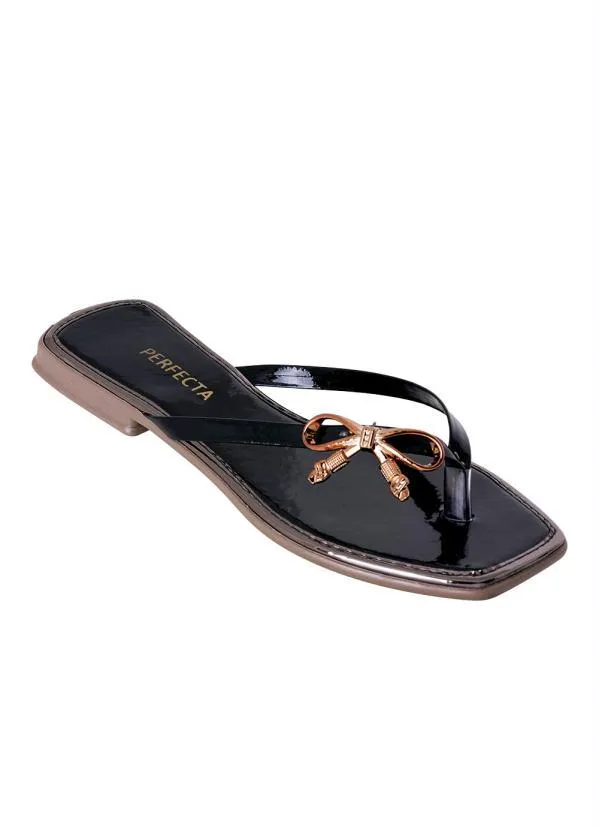 Perfecta - Rasteirinha Preto em Verniz