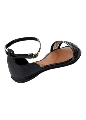Perfecta - Rasteirinha Preto em Verniz - PERFECTA