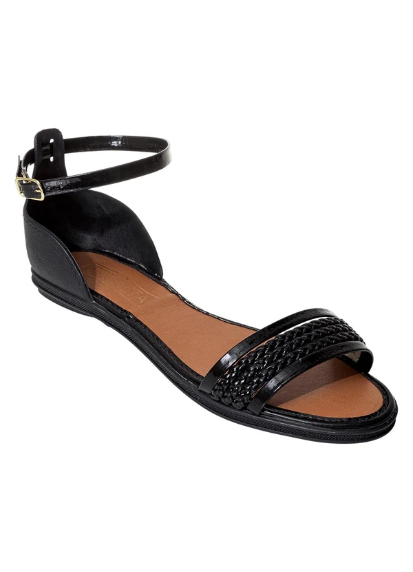 Perfecta - Rasteirinha Preto em Verniz