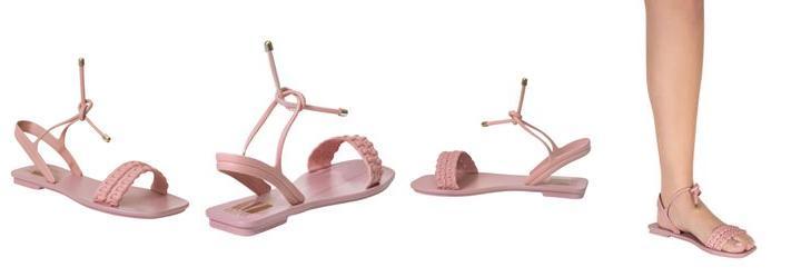 Rasteirinha Rosa com Fechamento em Amarrao