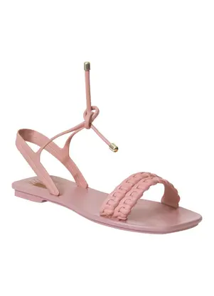 Perfecta - Rasteirinha Rosa com Fechamento em Amarração - PERFECTA