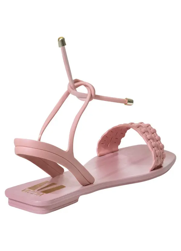 Perfecta - Rasteirinha Rosa com Fechamento em Amarração 2