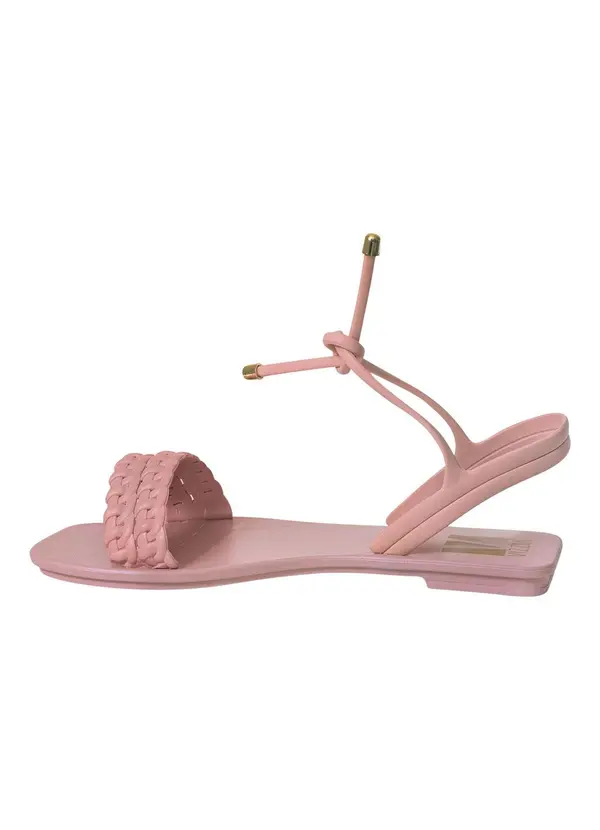 Perfecta - Rasteirinha Rosa com Fechamento em Amarração 3