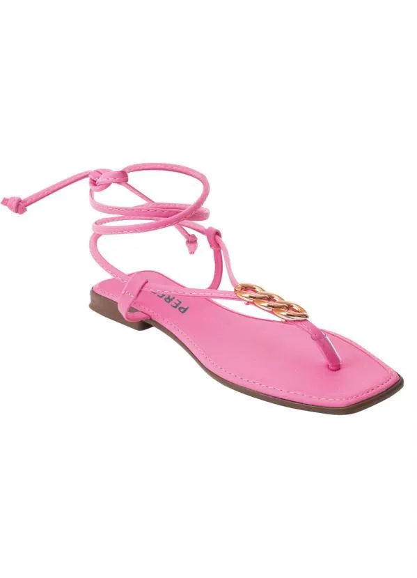 Perfecta - Rasteirinha Rosa em Sintético