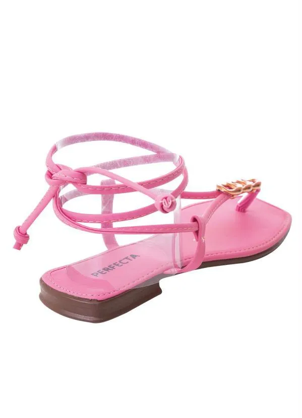 Perfecta - Rasteirinha Rosa em Sintético 2