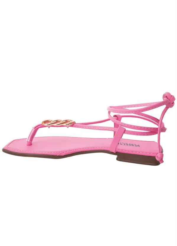 Perfecta - Rasteirinha Rosa em Sintético 3