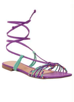 Perfecta - Rasteirinha Roxa com Fechamento em Amarração - PERFECTA