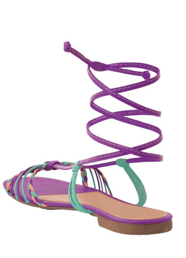 Perfecta - Rasteirinha Roxa com Fechamento em Amarração 2