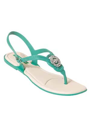 Perfecta - Rasteirinha Verde com Enfeite no Cabedal - PERFECTA