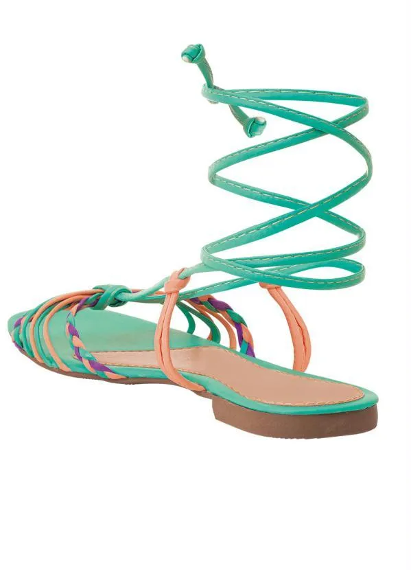 Perfecta - Rasteirinha Verde com Fechamento em Amarração 2
