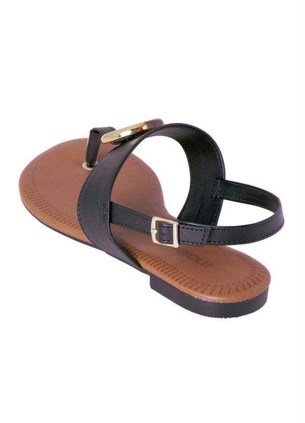 Moleca - Sandália Moleca Preta com Detalhe Dourado 2
