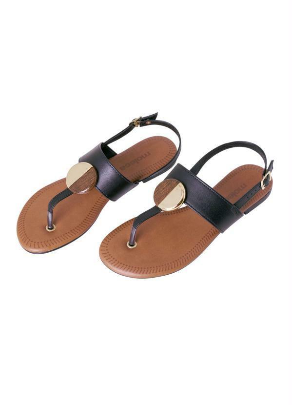 Moleca - Sandália Moleca Preta com Detalhe Dourado 4