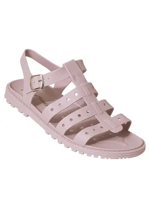 Perfecta - Sandália Nude com Cabedal Vazado - PERFECTA