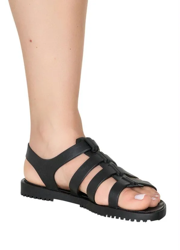 Perfecta - Sandália Preta com Fechamento em Botões 4