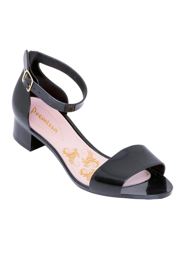 Perfecta - Sandália Preta com Salto Baixo