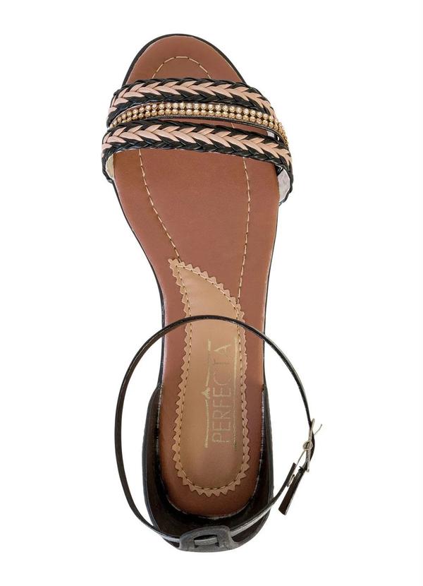 Outlet - Sandália Rasteira Preta com Detalhe de Strass 4