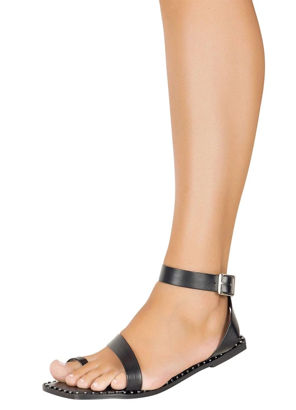 Perfecta - Sandália Rasteira Preta em Sintético 5