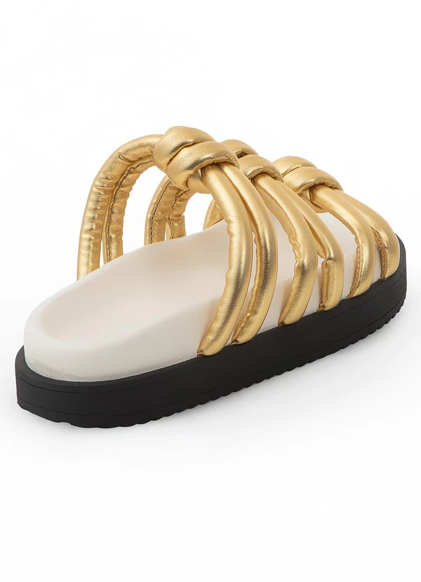 Farm - Sandália Salto Rasteiro Dourado 2