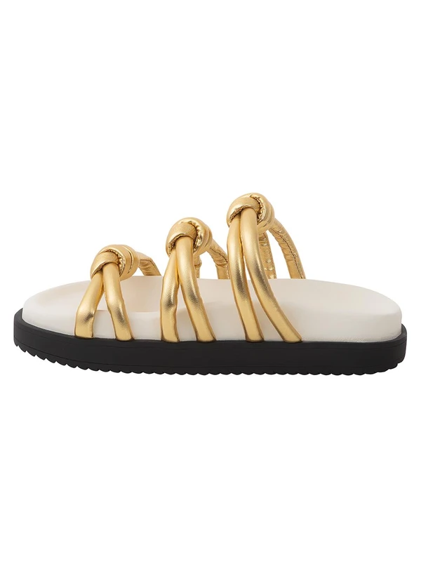 Farm - Sandália Salto Rasteiro Dourado 3