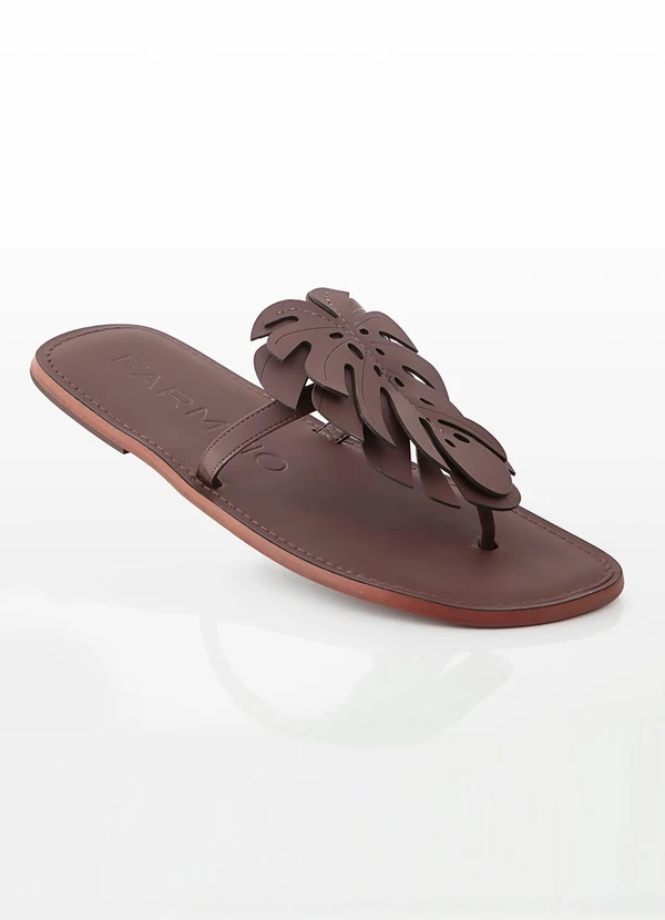 Farm - Sandália Salto Rasteiro Marrom