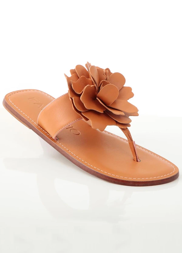 Farm - Sandália Salto Rasteiro Marrom