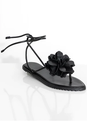 Farm Shoes - Sandália Salto Rasteiro Preto - FARM SHOES