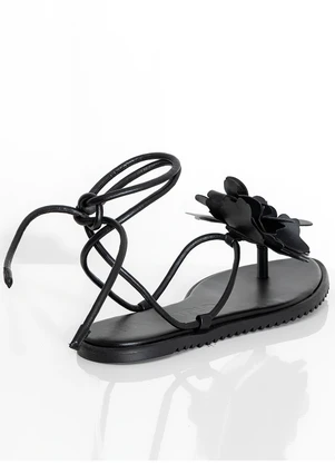 Farm Shoes - Sandália Salto Rasteiro Preto - FARM SHOES
