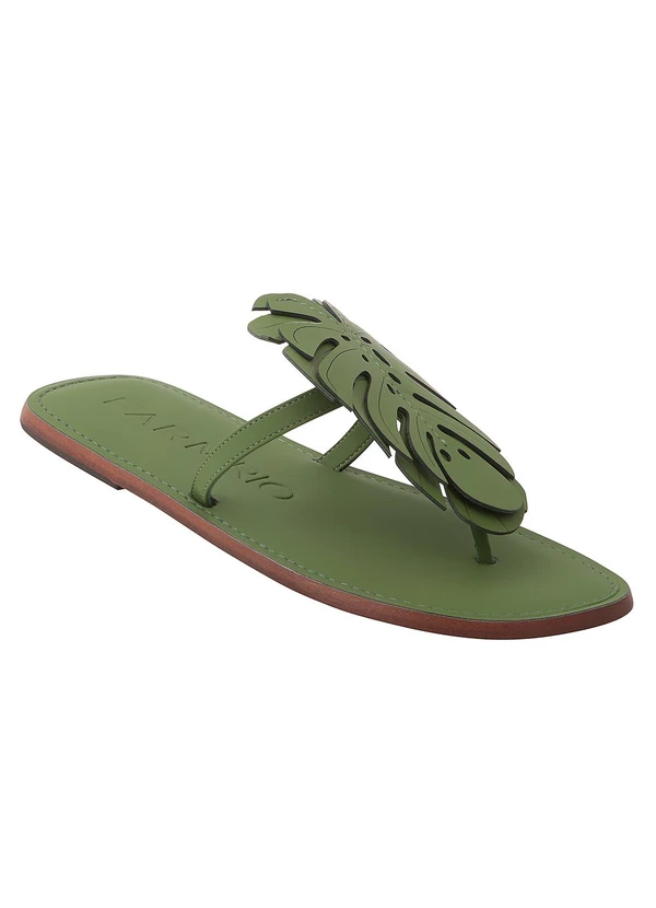 Farm - Sandália Salto Rasteiro Verde