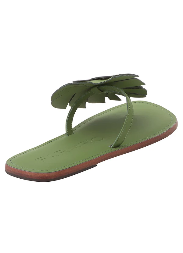 Farm - Sandália Salto Rasteiro Verde 2