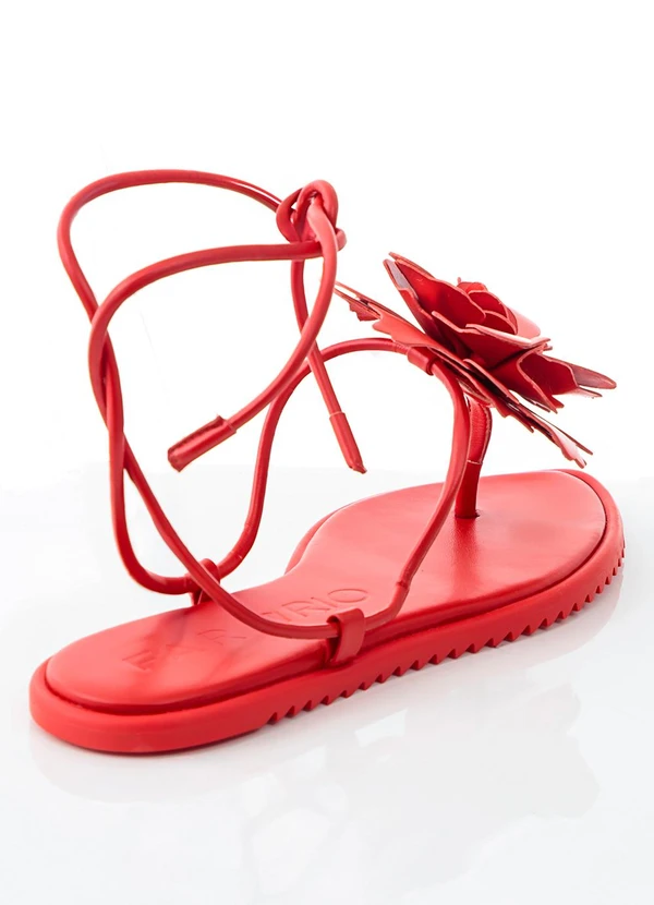 Farm - Sandália Salto Rasteiro Vermelho 2