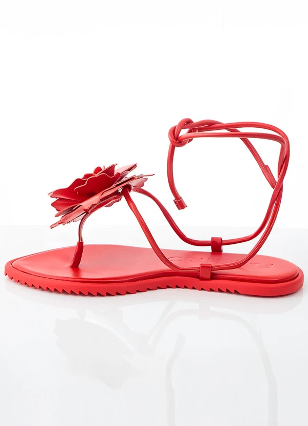 Farm - Sandália Salto Rasteiro Vermelho 3