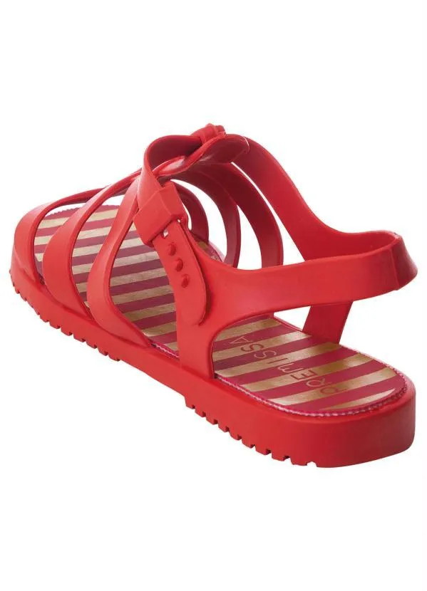 Perfecta - Sandália Vermelha com Fechamento em Botões 2