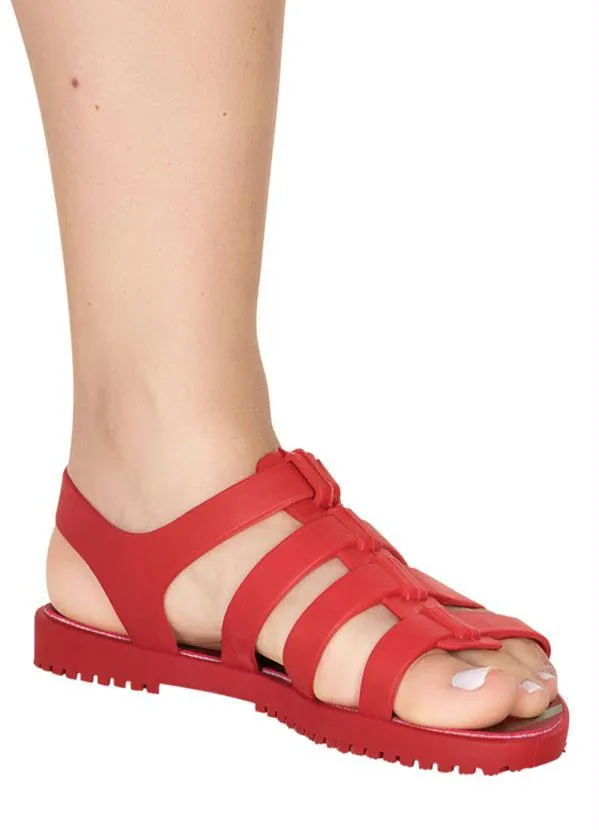 Perfecta - Sandália Vermelha com Fechamento em Botões 4