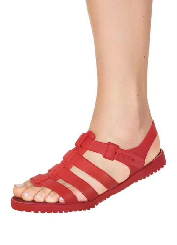 Perfecta - Sandália Vermelha com Fechamento em Botões 5