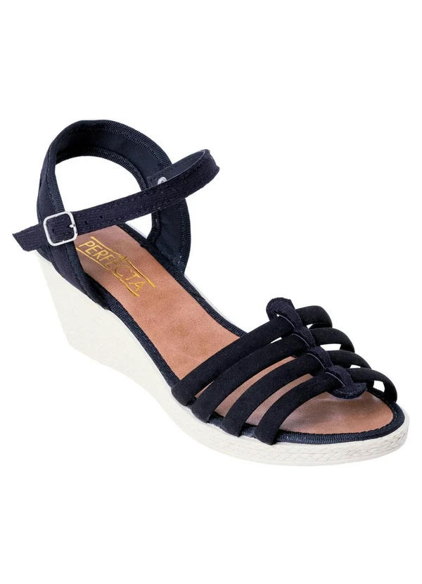 Perfecta - Anabela Preta em Nobuck Sintético