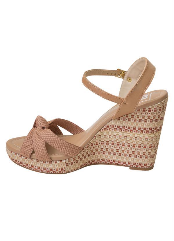 Moleca - Sandália Moleca Nude Modelo Anabela 3