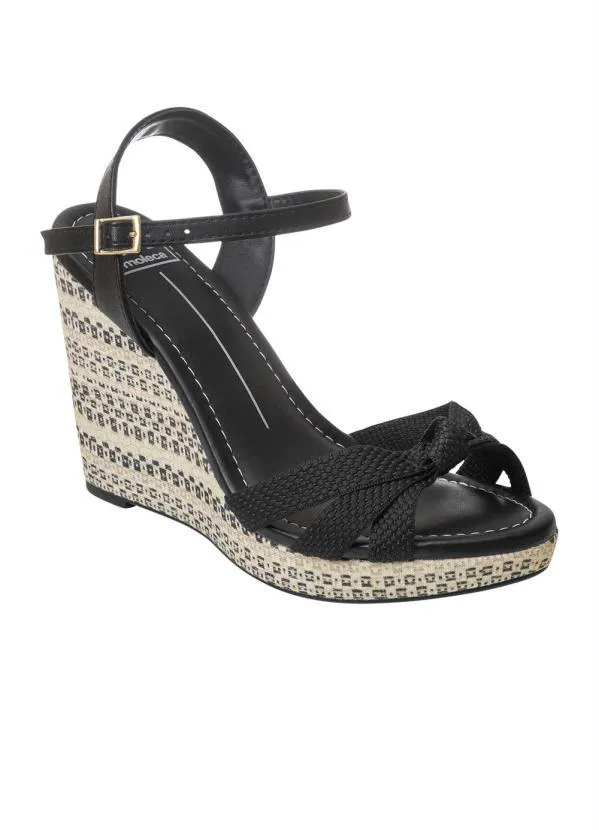 Moleca - Sandália Moleca Preto Modelo Anabela