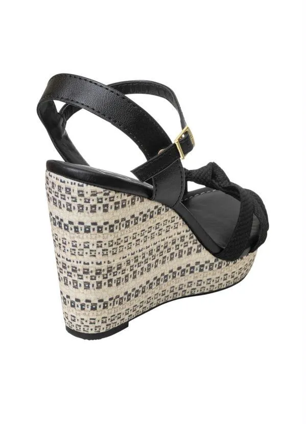 Moleca - Sandália Moleca Preto Modelo Anabela 2