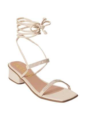 Perfecta - Sandália Off White com Detalhe em Strass - PERFECTA