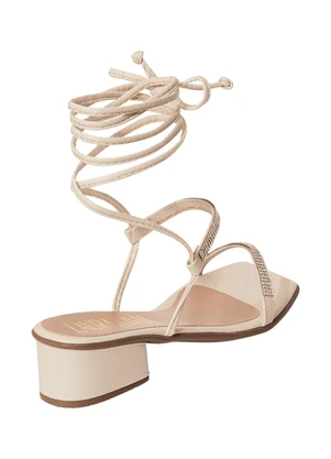 Perfecta - Sandália Off White com Detalhe em Strass - PERFECTA