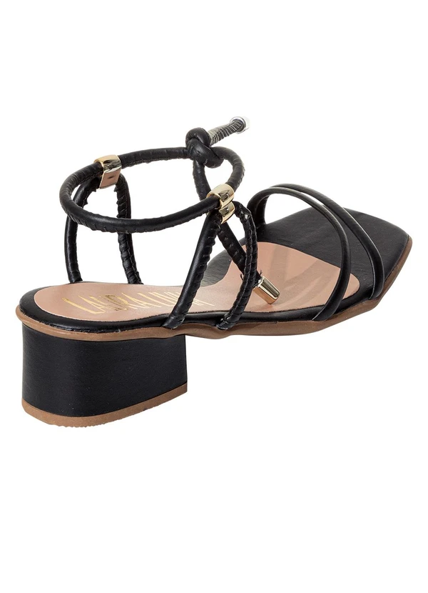 Perfecta - Sandália Preta com Fechamento em Amarração 2