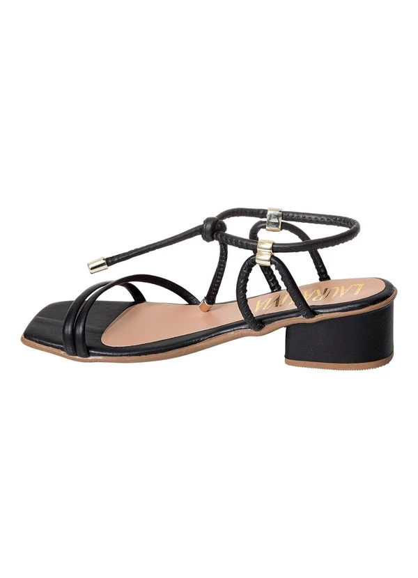 Perfecta - Sandália Preta com Fechamento em Amarração 3