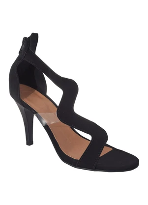 Perfecta - Sandália Salto Fino Preta com Tira Transparente - PERFECTA